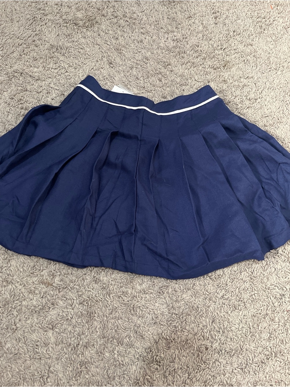 Women’s Navy Pleated Skirt with White Trim